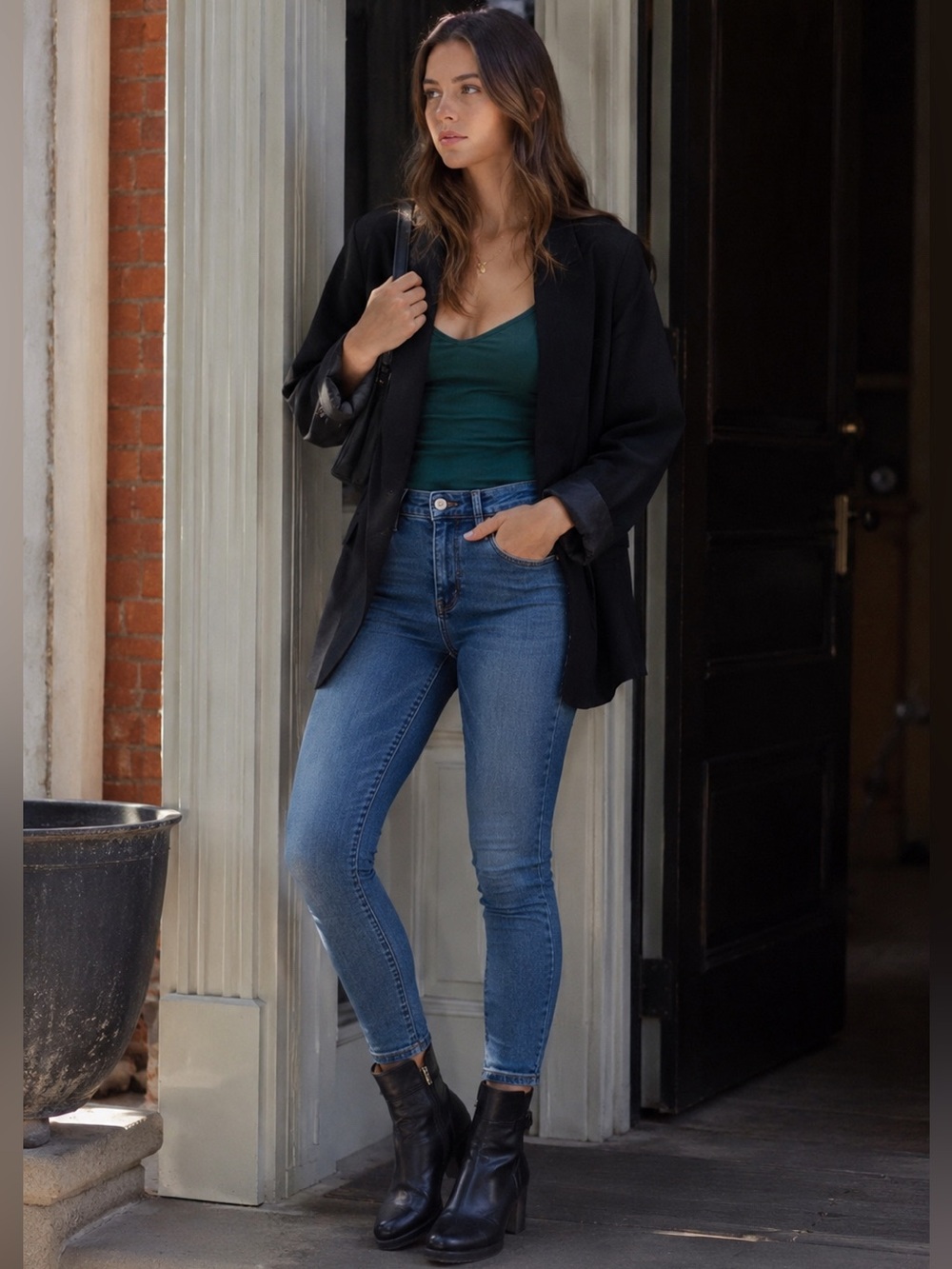 L’AGENCE Margot High Rise Skinny Jeans Dark Vintage Wash Sz 26 Tell Me Lies